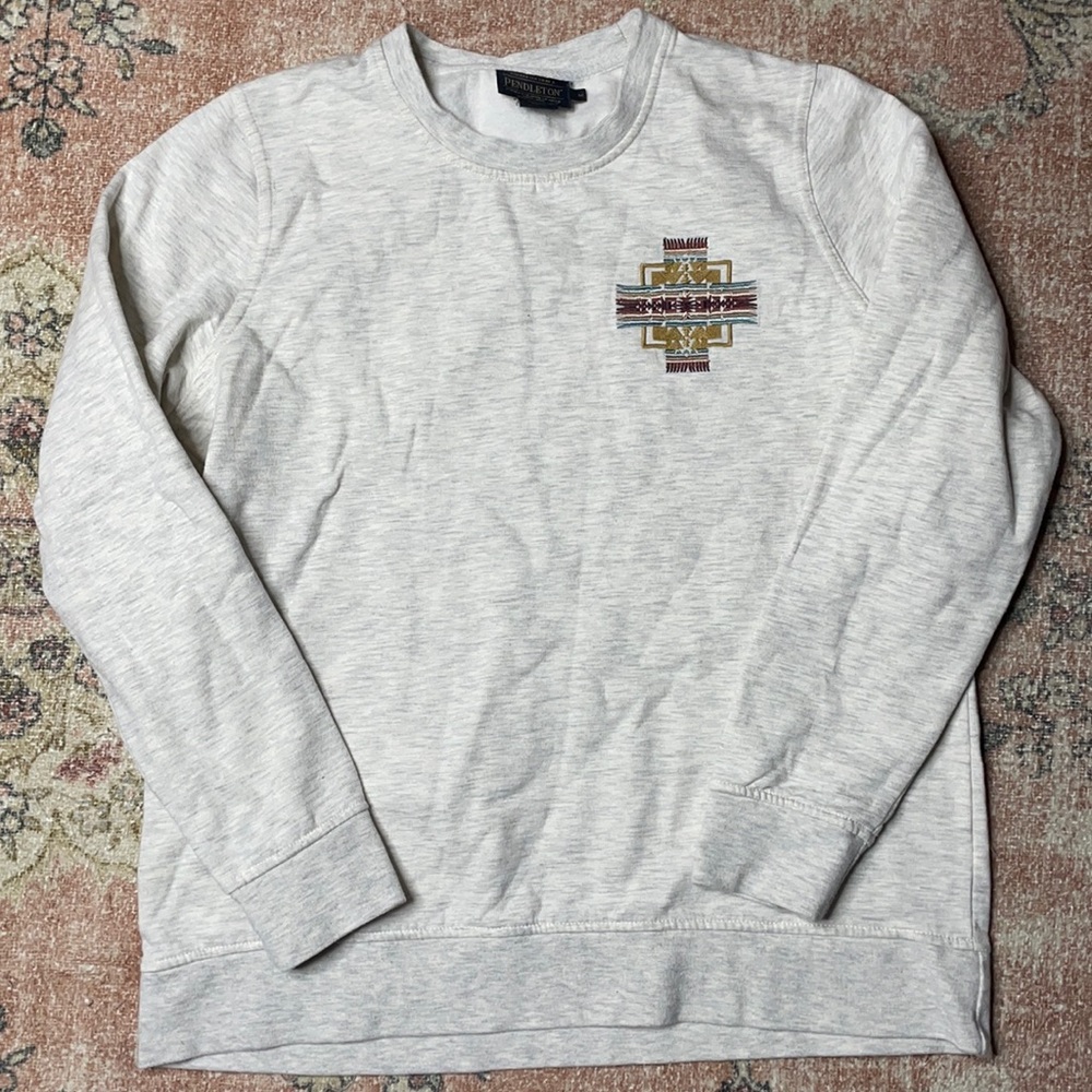Pendleton Aztec pullover sweatshirt, light gray size m